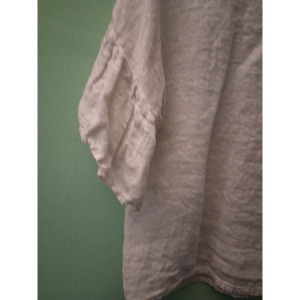 Viola Borghi Top 100% Linen Made In Italy White Boho Beach Flowy Summer Sz S - Picture 3 of 9